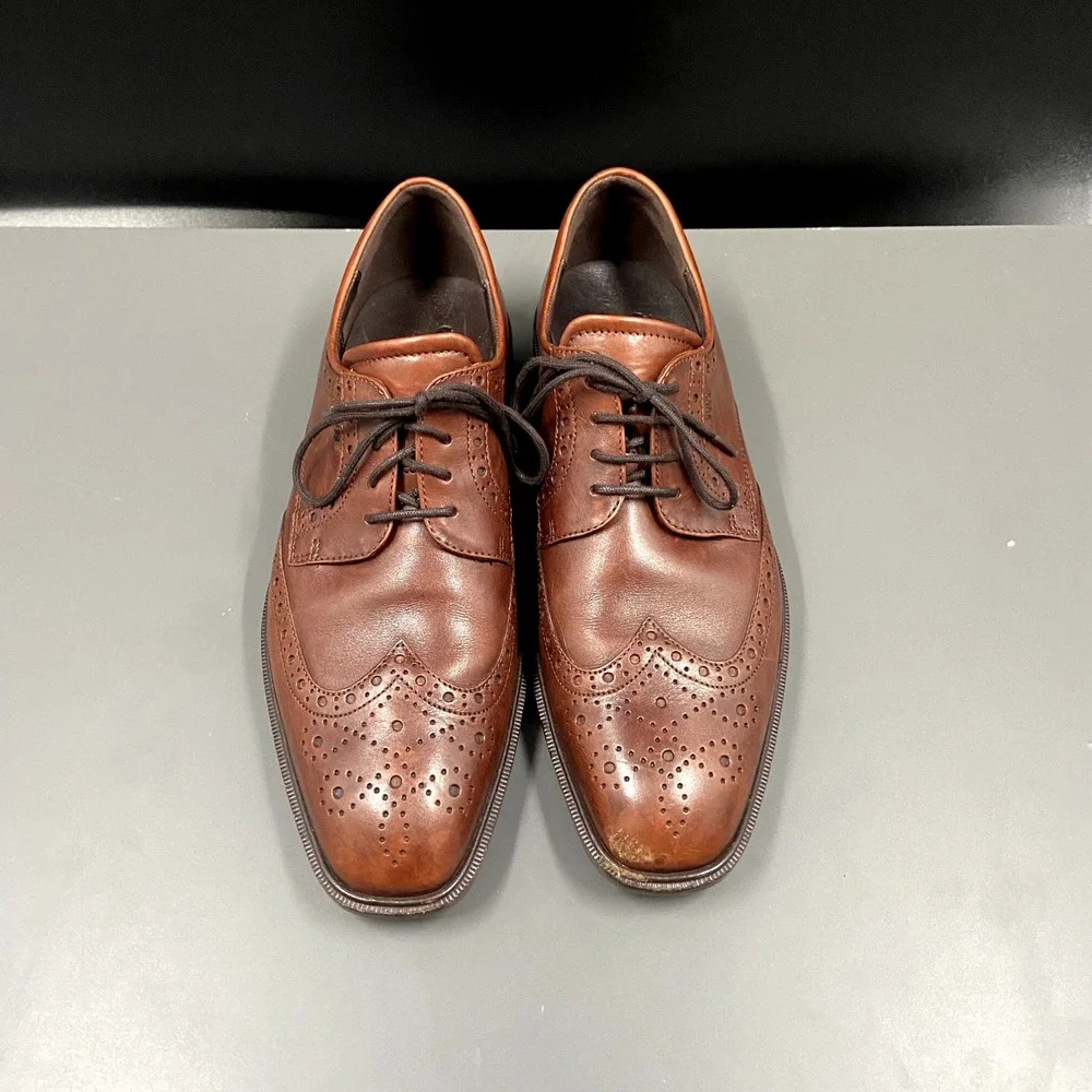 Ecco Melbourne Mens Size‎ 41 Cocoa Brown Leather Casual Wingtip Dress Shoes